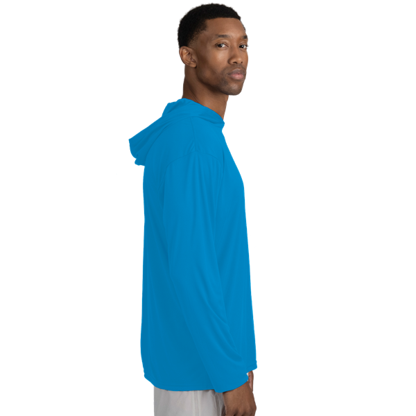 BLU-X-DRI LONG SLEEVE HOODED TEE TURQUOISE 2 EXTRA LARGE SOLID