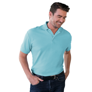 MENS VALUE SOFT TOUCH PIQUE POLO -  AQUA 2 EXTRA LARGE SOLID