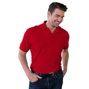 MENS VALUE SOFT TOUCH PIQUE POLO  -  RED SMALL SOLID