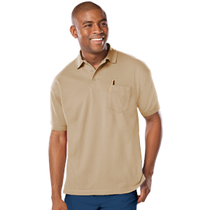 ADULT SOFT TOUCH POCKETED POLO  -  TAN 2 EXTRA LARGE SOLID
