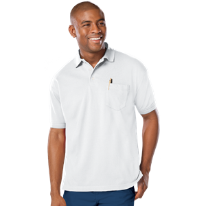 ADULT SOFT TOUCH POCKETED POLO  -  WHITE 2 EXTRA LARGE SOLID
