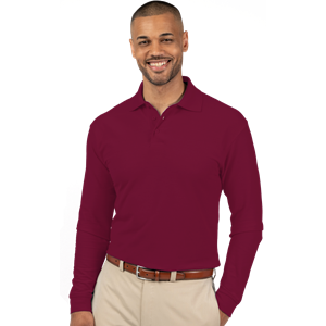 ADULT SOFT TOUCH LONG SLEEVE POLO  -  BURGUNDY 2 EXTRA LARGE SOLID