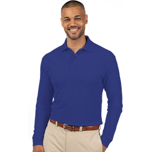 ADULT SOFT TOUCH LONG SLEEVE POLO  -  ROYAL 2 EXTRA LARGE SOLID