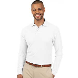 ADULT SOFT TOUCH LONG SLEEVE POLO  -  WHITE 2 EXTRA LARGE SOLID