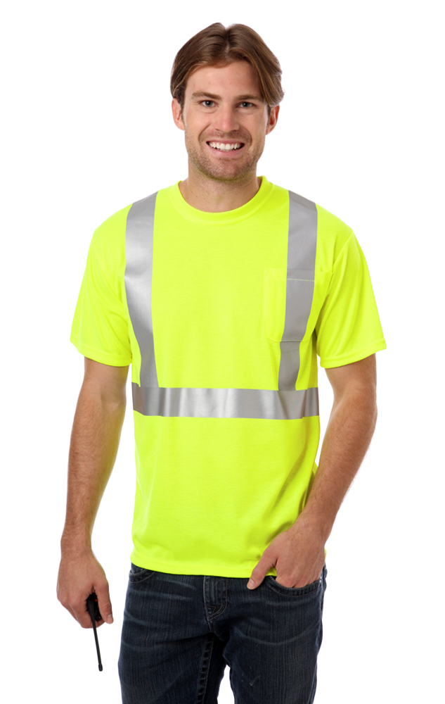 Adult Hi&#45;Visibility Tee with Reflective Tape-Blue Generation