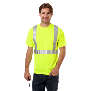 ADULT HIGH VIS/REFLECTIVE TAPE WICKING TEE  -  OPTIC YELLOW 2 EXTRA LARGE SOLID