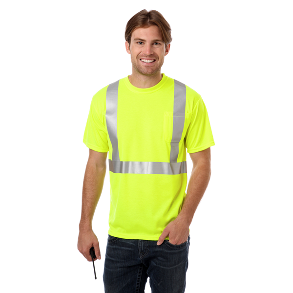 ADULT HIGH VIS/REFLECTIVE TAPE WICKING TEE  -  OPTIC YELLOW EXTRA LARGE SOLID