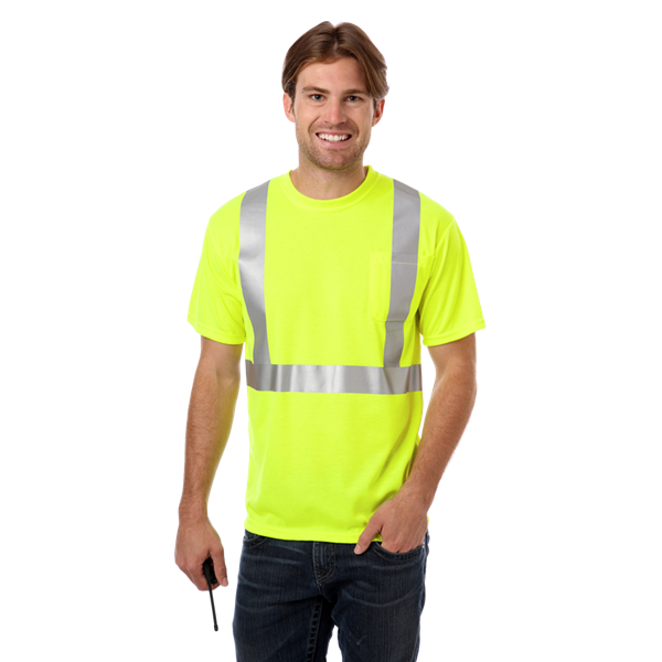 ADULT HIGH VIS/REFLECTIVE TAPE WICKING TEE  -  OPTIC YELLOW 2 EXTRA LARGE SOLID