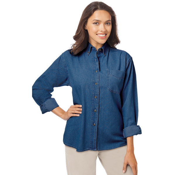 8202-VIN-S-SOLID|BG8202|Ladies' L/S 100% Cotton Denim Shirt