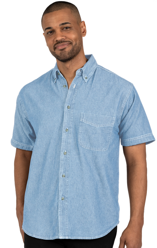 Men&#8216;s S/S 100% Cotton Denim Shirt-Blue Generation