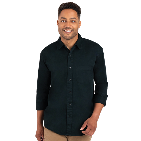 MEN'S L/S UNTUCKED WITH POCKET BLACK EXTRA LARGE SOLID