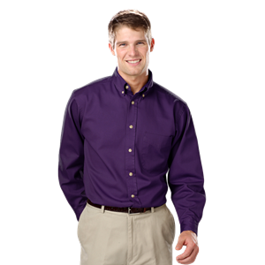 MENS LONG SLEEVE 100% COTTON TWILL  -  GRAPE 2 EXTRA LARGE SOLID