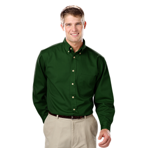 MENS LONG SLEEVE 100% COTTON TWILL  -  HUNTER 2 EXTRA LARGE  SOLID