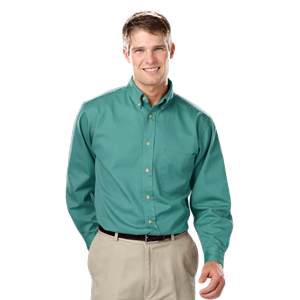 MENS LONG SLEEVE 100% COTTON TWILL -  JADE 2 EXTRA LARGE  SOLID