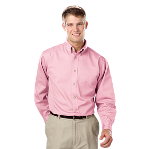 MENS LONG SLEEVE 100% COTTON TWILL -  PINK 2 EXTRA LARGE  SOLID
