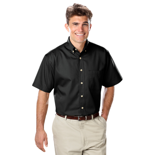 8213S-BLA-S-SOLID|BG8213S|Men's S/S 100% Cotton Twill Shirt