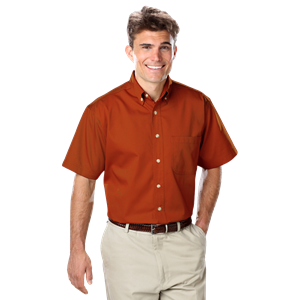 MENS SHORT SLEEVE 100% COTTON TWILL -  BURNT ORANGE 2 EXTRA LARGE SOLID