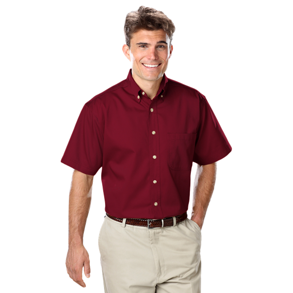 8213S-BUR-S-SOLID|BG8213S|Men's S/S 100% Cotton Twill Shirt