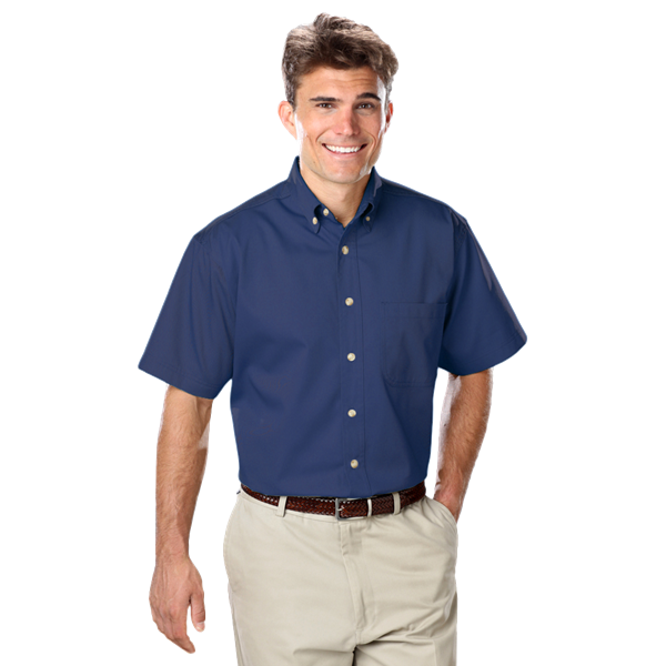 8213S-NAV-S-SOLID|BG8213S|Men's S/S 100% Cotton Twill Shirt