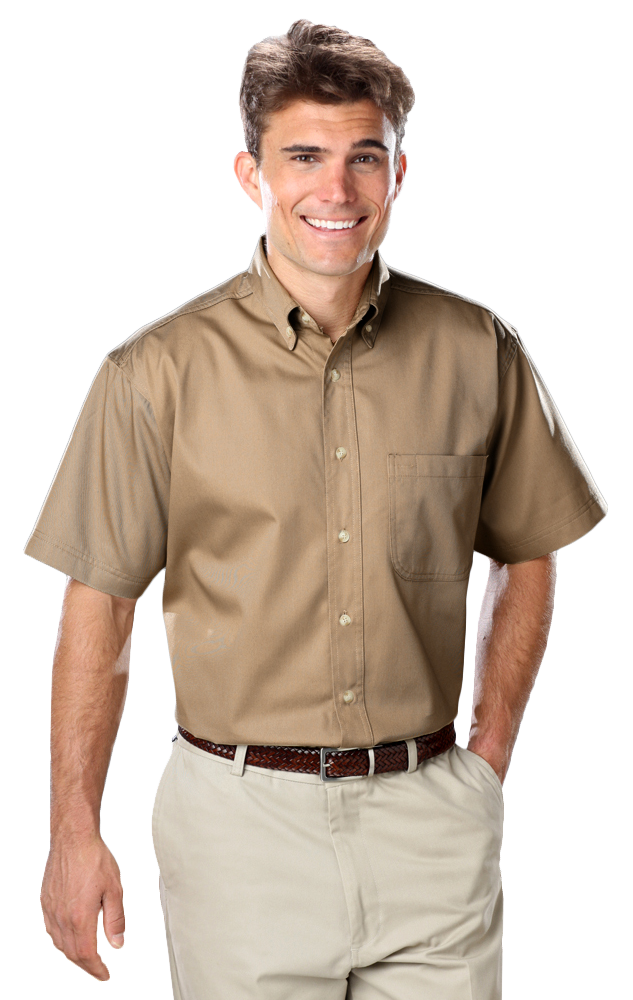 Download 8213S-TAN-L-SOLID|BG8213S|Men's S/S 100% Cotton Twill Shirt