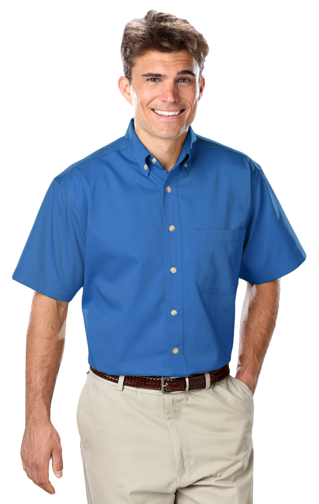 8213S-TUR-S-SOLID|BG8213S|Men's S/S 100% Cotton Twill Shirt