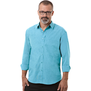 MEN'S L/S UNTUCKED WITH POCKET AQUA 2 EXTRA LARGE SOLID