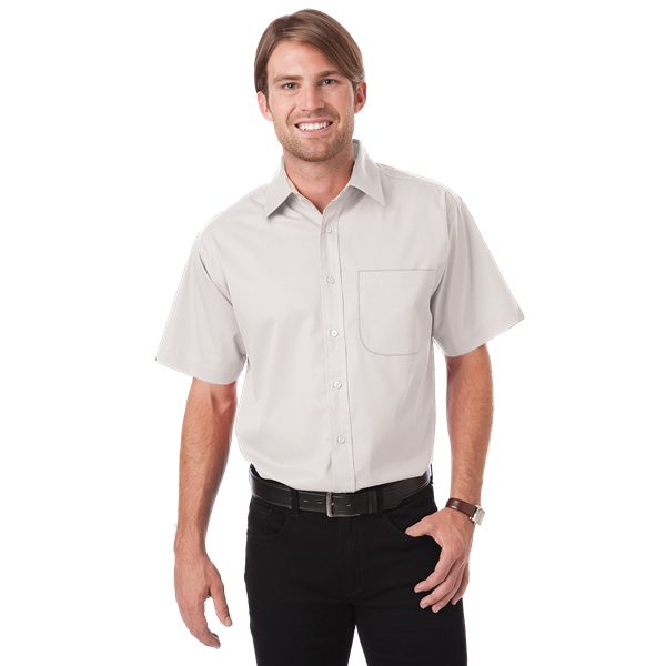 8330S-WHI-S-SOLID|BG8330S|Men's S/S Fine Line Twill Shirt