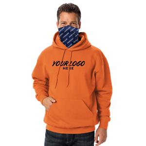 ADULT FLEECE SUBLIMATED GAITER PULLOVER  HOODIE  -  Your Logo Orange EXTRA SMALL SOLID