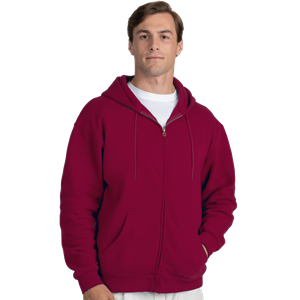 ADULT FLEECE ZIP FRONT HOODIE  -  BURGUNDY 4 EXTRA LARGE SOLID