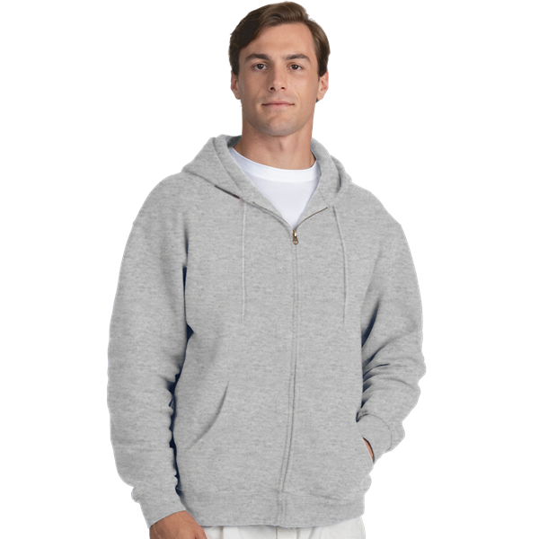 9302Z-GRY-XS-SOLID|BG9302Z|Adult Zip Front Hoodie