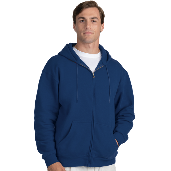 ADULT FLEECE ZIP FRONT HOODIE  -  NAVY 2 EXTRA LARGE SOLID