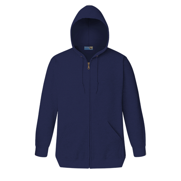 ADULT FLEECE ZIP FRONT HOODIE  -  NAVY 2 EXTRA LARGE SOLID
