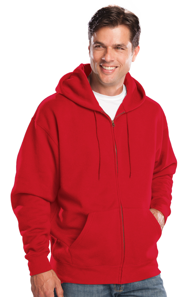9302Z-RED-XS-SOLID|BG9302Z|Adult Zip Front Hoodie