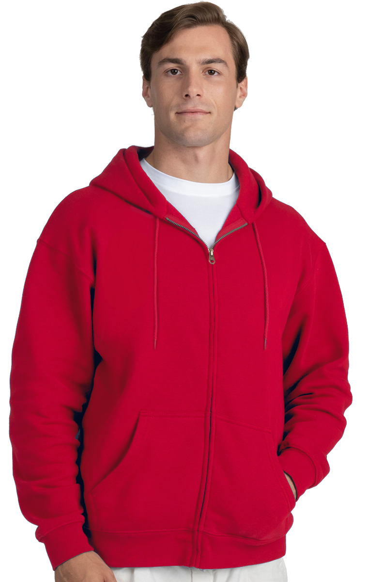 Download 9302Z-RED-XS-SOLID|BG9302Z|Adult Zip Front Hoodie