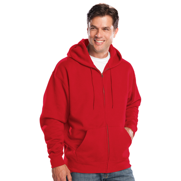 9302Z-RED-XS-SOLID|BG9302Z|Adult Zip Front Hoodie