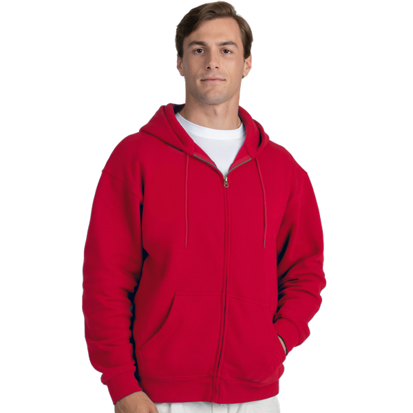 9302Z-RED-XS-SOLID|BG9302Z|Adult Zip Front Hoodie