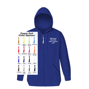 CUSTOM ZIPPER PULL ZIP FRONT HOODIE ROYAL 2 EXTRA LARGE SOLID