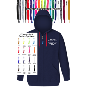 CUSTOM DRAWCORD & ZIPPER PULL HOODIE NAVY 2 EXTRA LARGE SOLID