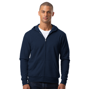 ADULT FLEECE ZIP FRONT HOODIE NAVY 2 EXTRA LARGE SOLID