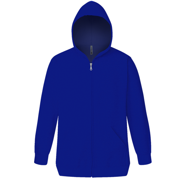 ADULT FLEECE ZIP FRONT HOODIE ROYAL EXTRA LARGE SOLID