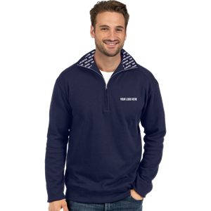 YOUR LOGO HERE 1/4 ZIP ESSENTIAL PULL OVER FLEECE NAVY 2 EXTRA LARGE SOLID