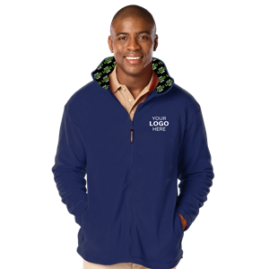 YOUR LOGO HERE MENS POLAR FLEECE JACKET NAVY 2 EXTRA LARGE SOLID