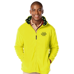 YOUR LOGO HERE MENS POLAR FLEECE JACKET YELLOW 2 EXTRA LARGE SOLID