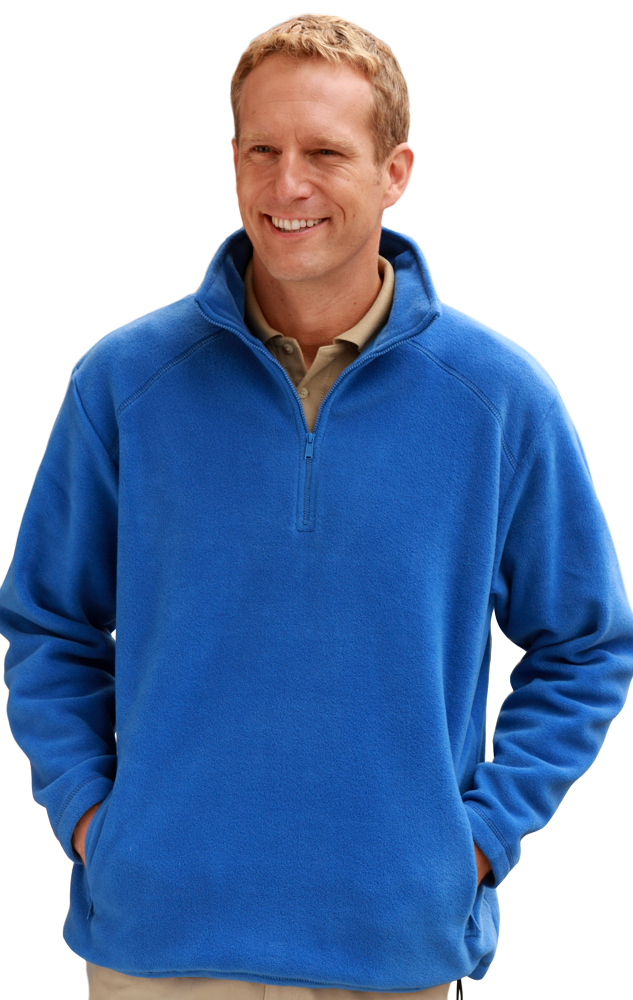 9952-BLU-M-SOLID|BG9952|Men's Micro Fleece Zip Pullover