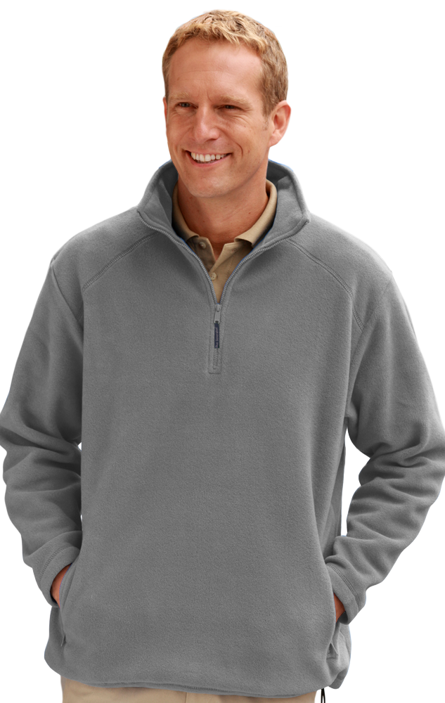 9952-GRE-L-SOLID|BG9952|Men's Micro Fleece Zip Pullover