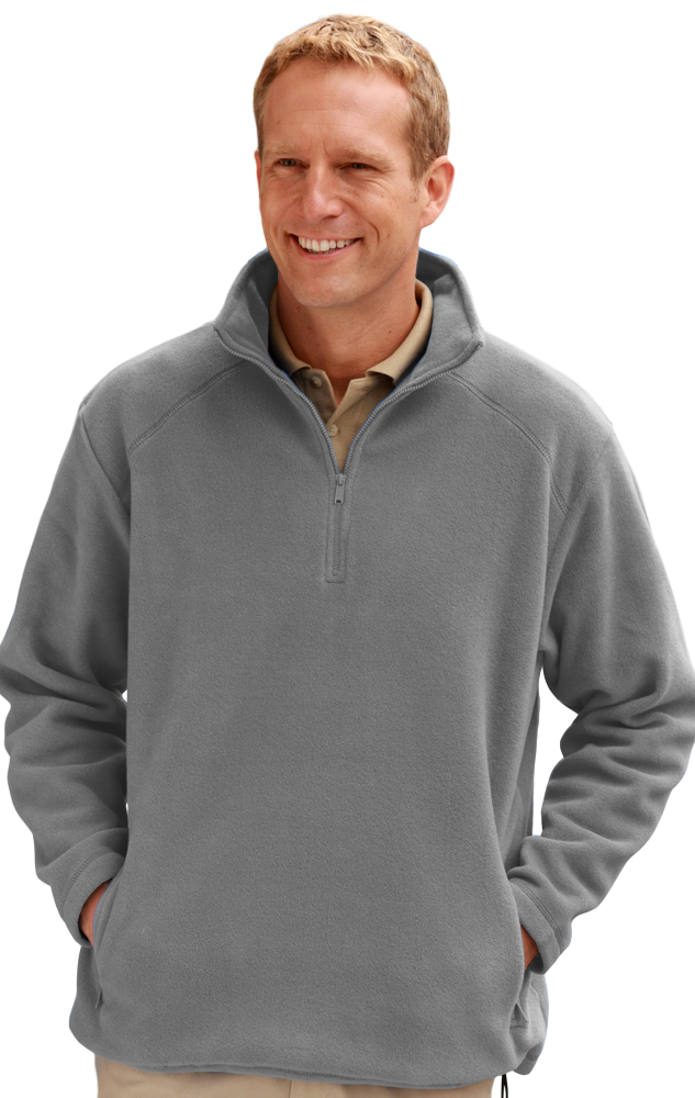 9952-GRE-L-SOLID|BG9952|Men's Micro Fleece Zip Pullover