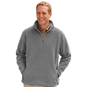 ADULT POLAR FLEECE L/S  1/2 ZIP PULLOVER  -  GREY 2 EXTRA LARGE SOLID
