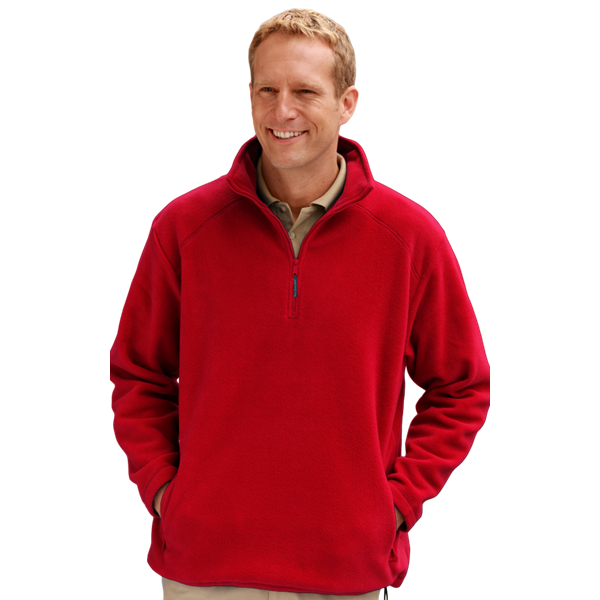 9952-RED-XS-SOLID|BG9952|Men's Micro Fleece Zip Pullover