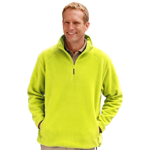 ADULT POLAR FLEECE L/S 1/2 ZIP PULLOVER### -  YELLOW 2 EXTRA LARGE SOLID