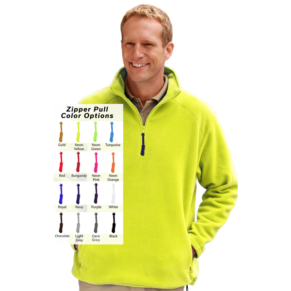 CUSTOM ZIPPER PULL POLAR FLEECE  L/S 1/2 ZIP PULLOVER OPTIC YELLOW 2 EXTRA LARGE SOLID